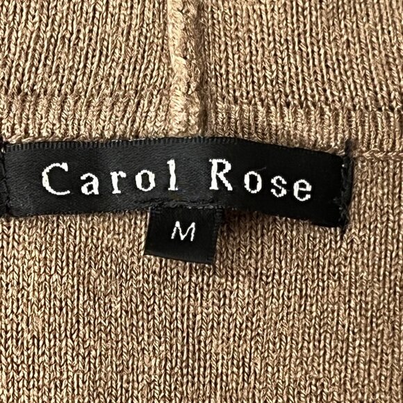 Carol Rose Womens M Brown Hooded Open Front Cardigan Sweater Tie Belt Warm Cozy - Picture 11 of 16